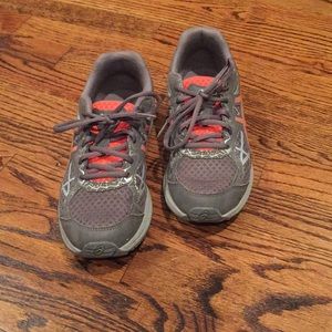 Gray & orange ASICS sneakers